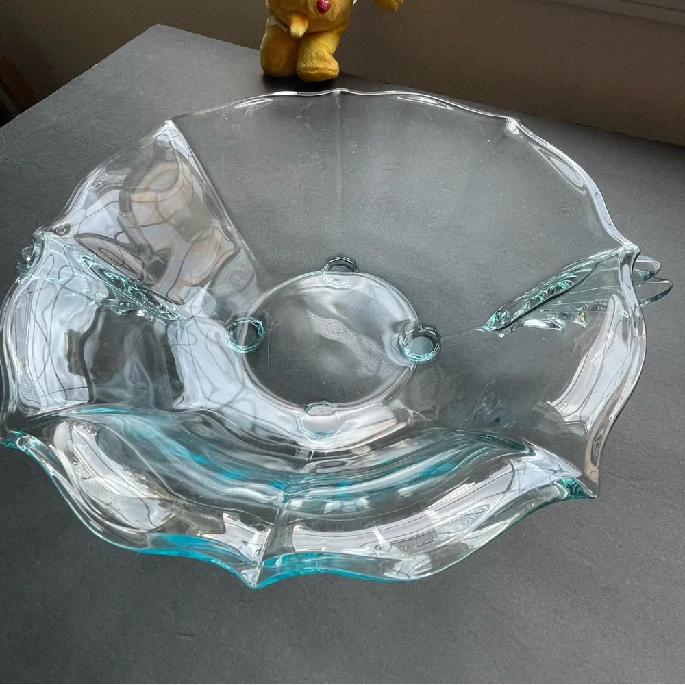 Glass Bowl Double‎ Bow Handle Serving Bowl Holiday Party